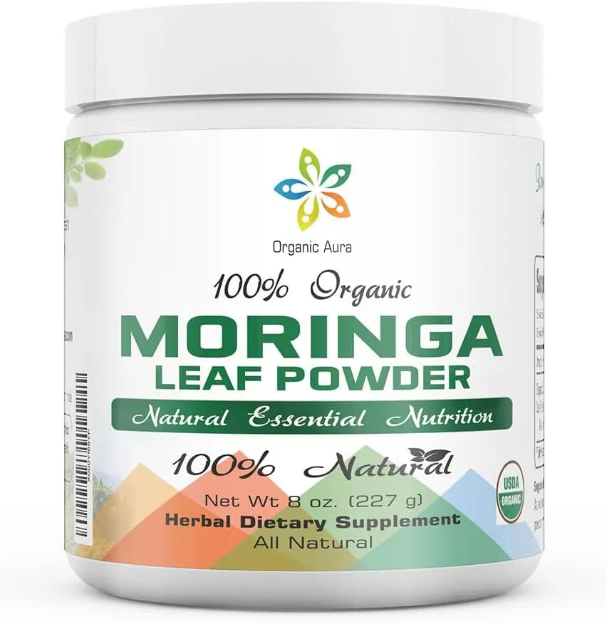 ORGANIC AURA - Organic Aura Certified Organic Moringa Leaf Powder 227Gr. - The Red Vitamin MX - Suplementos Alimenticios - {{ shop.shopifyCountryName }}