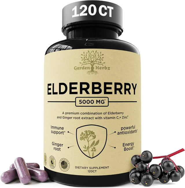 GARDEN OF HERBZ - Garden of Herbz Elderberry with Vitamin C, Zinc & Ginger 120 Capsulas - The Red Vitamin MX - Suplementos Alimenticios - {{ shop.shopifyCountryName }}