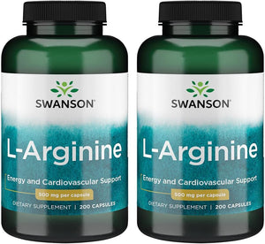 Swanson L-Arginine 500Mg. 200 Capsulas 2 Pack