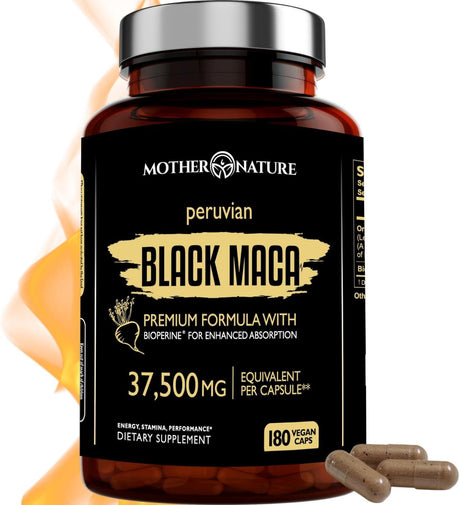 MOTHER NATURE - Mother Nature Organic Black Maca Root Extract 180 Capsulas - The Red Vitamin MX - Suplementos Alimenticios - {{ shop.shopifyCountryName }}