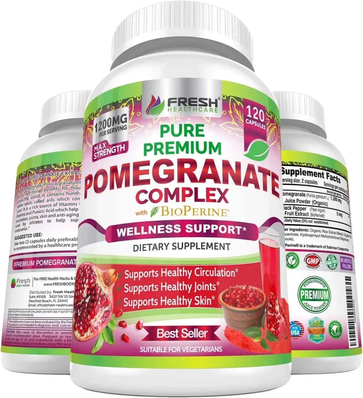 FRESH HEALTHCARE - FRESH HEALTHCARE Premium Pomegranate 1200Mg. 120 Capsulas - The Red Vitamin MX - Suplementos Alimenticios - {{ shop.shopifyCountryName }}