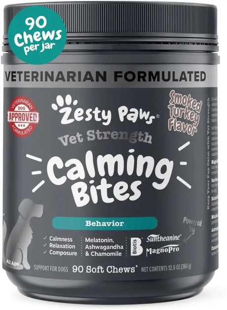 ZESTY PAWS - Zesty Paws Calming Chews for Dogs Vet Strength Smoked Turkey 90 Masticables - The Red Vitamin MX - Relajantes Para Perros - {{ shop.shopifyCountryName }}
