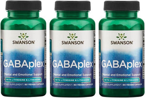 Swanson Amino Acid Gabaplex w/L-Tyrosine & L-Theanine 60 Capsulas 3 Pack