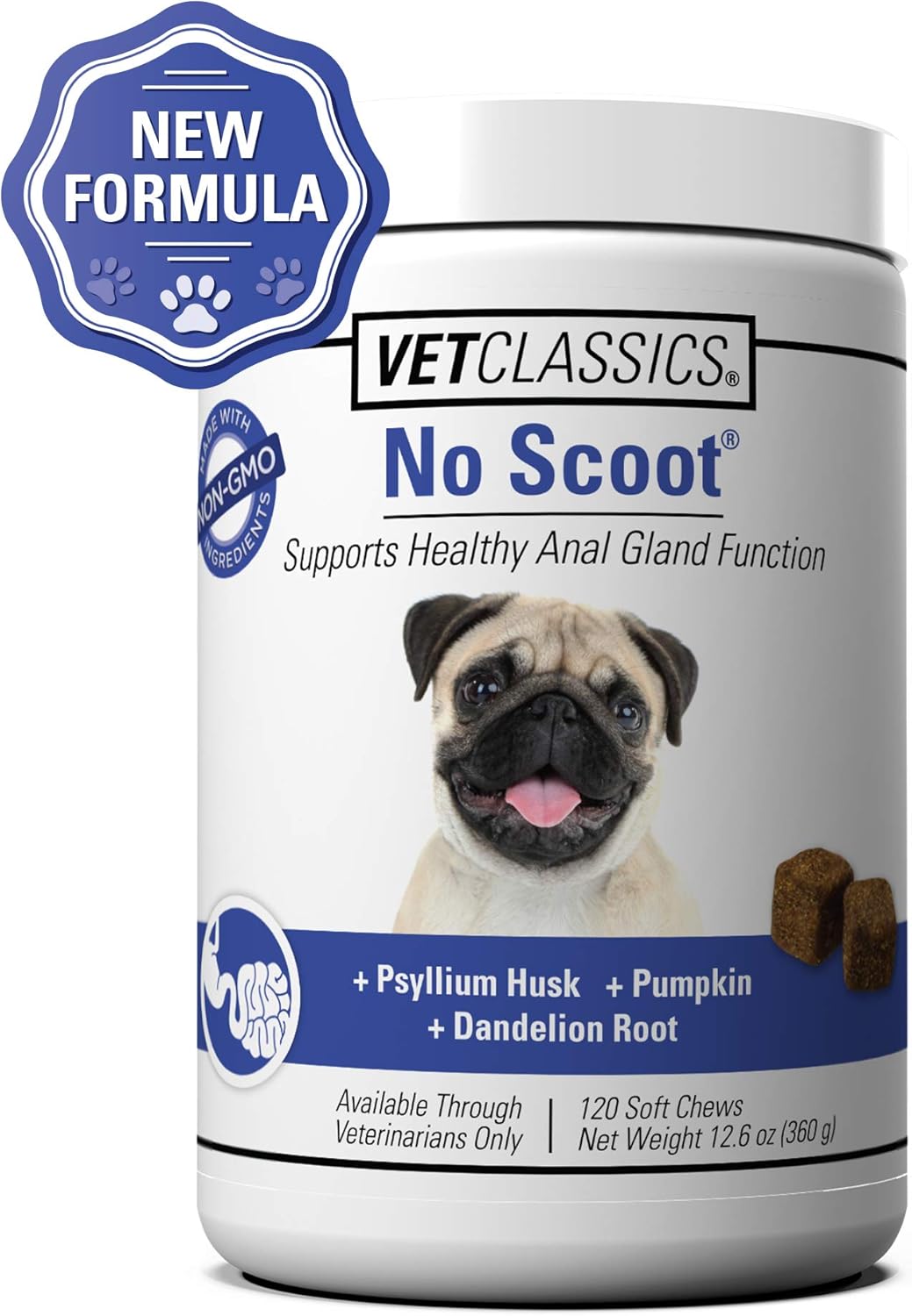Vet Classics No Scoot Dog Supplements for Healthy Anal Gland Function 120 Masticables