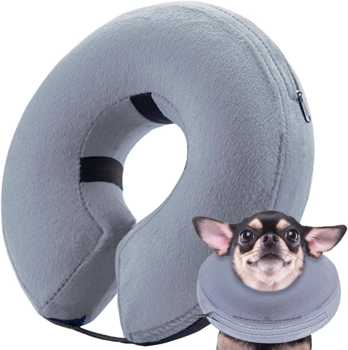 Infisu Soft Dog Cone Collar Inflatable GREY SMALL 5"-8"