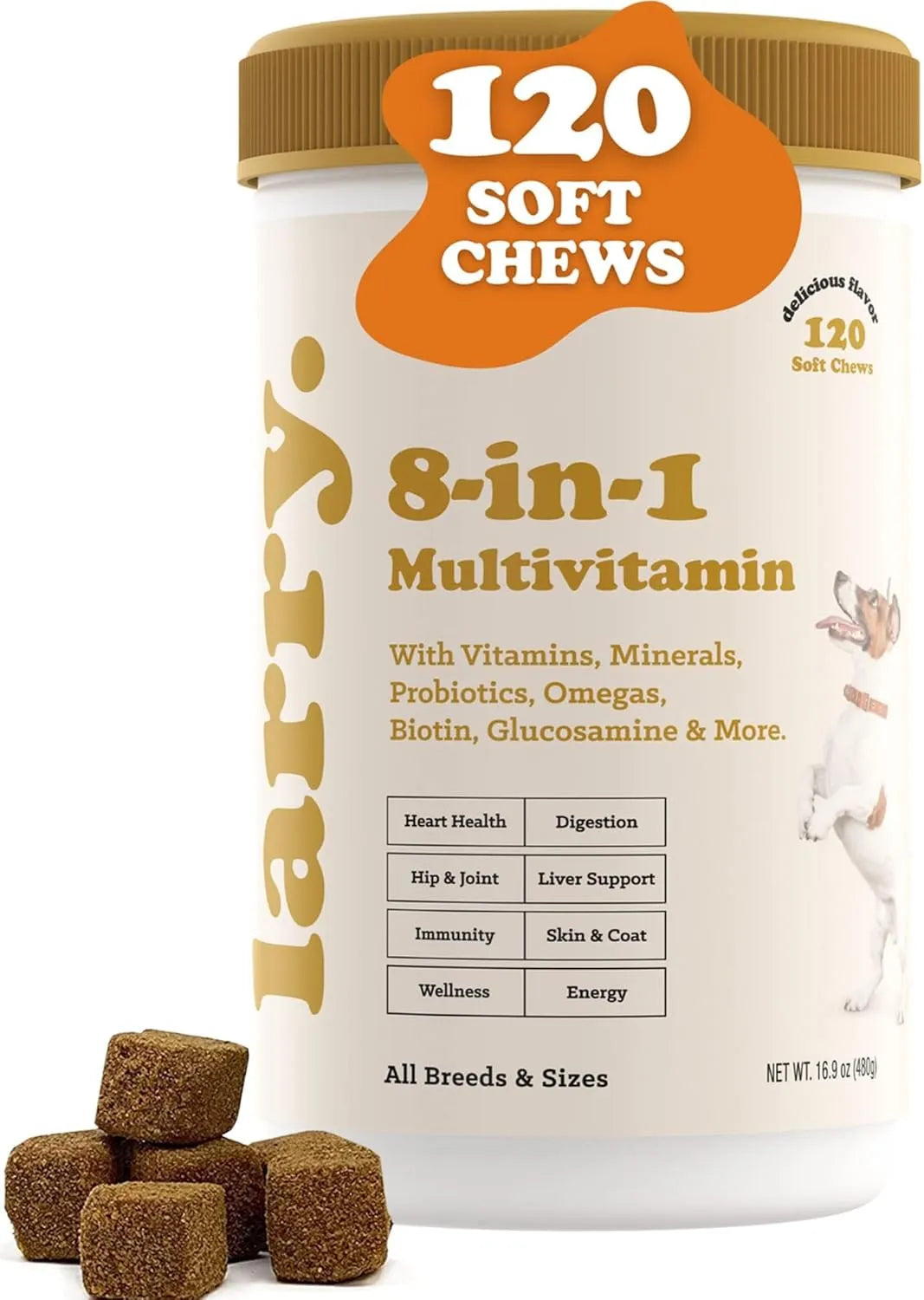 LARRY - Larry 8-in-1 Multivitamin Dog Supplement 120 Masticables - The Red Vitamin MX - Multivitamínicos Para Perros - {{ shop.shopifyCountryName }}