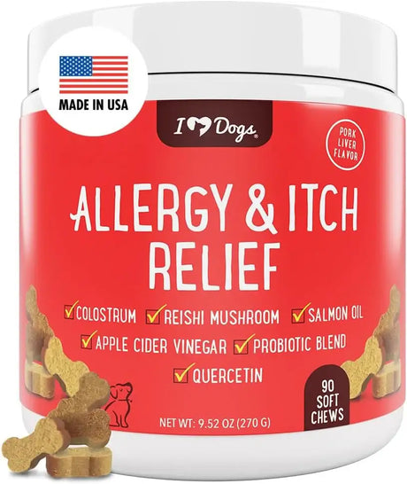 IHEARTDOGS - iHeartDogs Allergy & Itch Relief for Dogs 90 Masticables - The Red Vitamin MX - Remedios Para La Picazón De Perros - {{ shop.shopifyCountryName }}