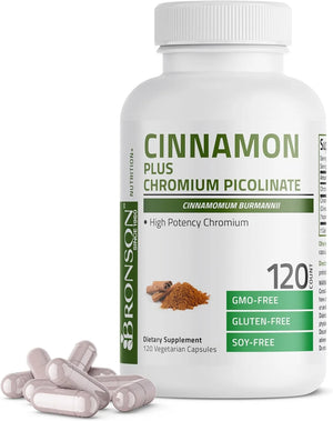 BRONSON - Bronson Cinnamon Plus Chromium Picolinate 120 Capsulas - The Red Vitamin MX - Suplementos Alimenticios - {{ shop.shopifyCountryName }}