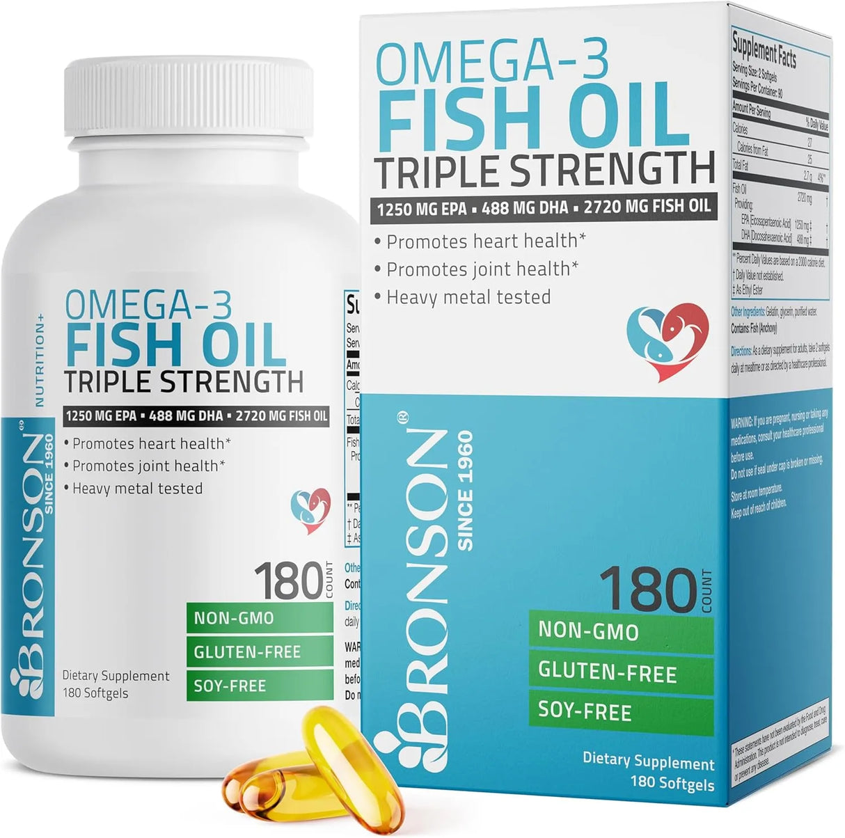 BRONSON - Bronson Omega 3 Fish Oil Triple Strength 2720Mg. 180 Capsulas Blandas - The Red Vitamin MX - Suplementos Alimenticios - {{ shop.shopifyCountryName }}