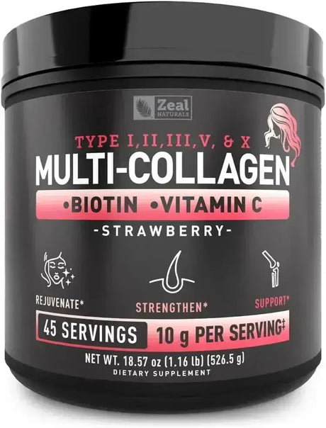 ZEAL NATURALS - Zeal Naturals Premium Multi Collagen Peptides Protein Powder Strawberry 526Gr. - The Red Vitamin MX - Suplementos Alimenticios - {{ shop.shopifyCountryName }}