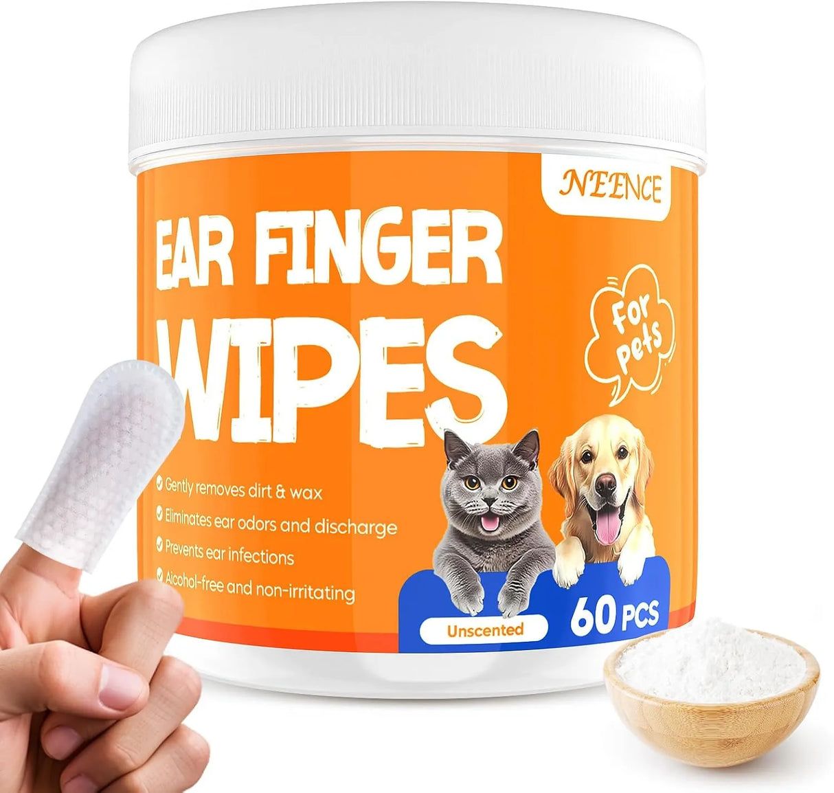 NEENCE - NEENCE Ear Finger Wipes for Dogs & Cats Unscented 60 Toallitas - The Red Vitamin MX - Cuidado Del Oído De Perros - {{ shop.shopifyCountryName }}
