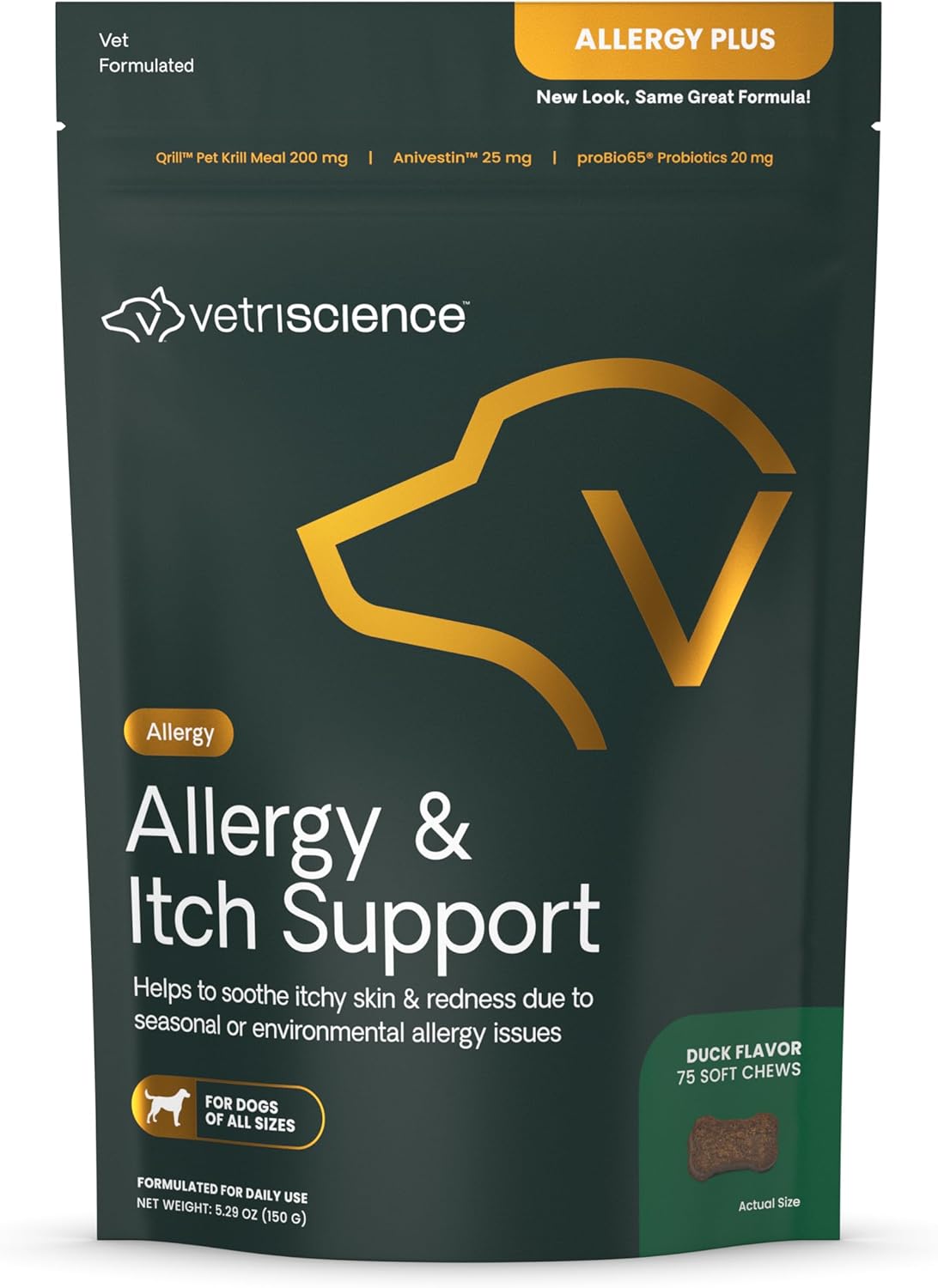 VetriScience Allergy & Itch Support Chews Duck 75 Masticables