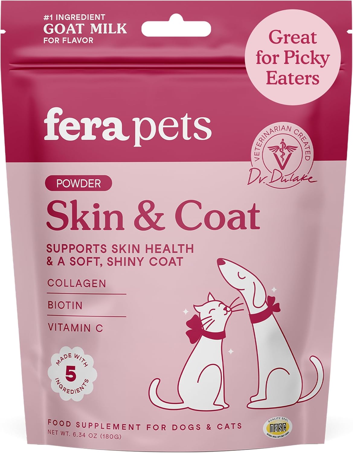 Fera Pet Organics Skin & Coat Goat Milk Cat & Dog 60 Servicios 180Gr.