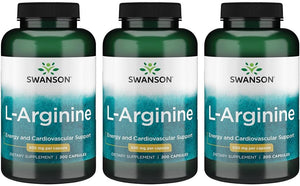 Swanson L-Arginine 500Mg. 200 Capsulas 3 Pack