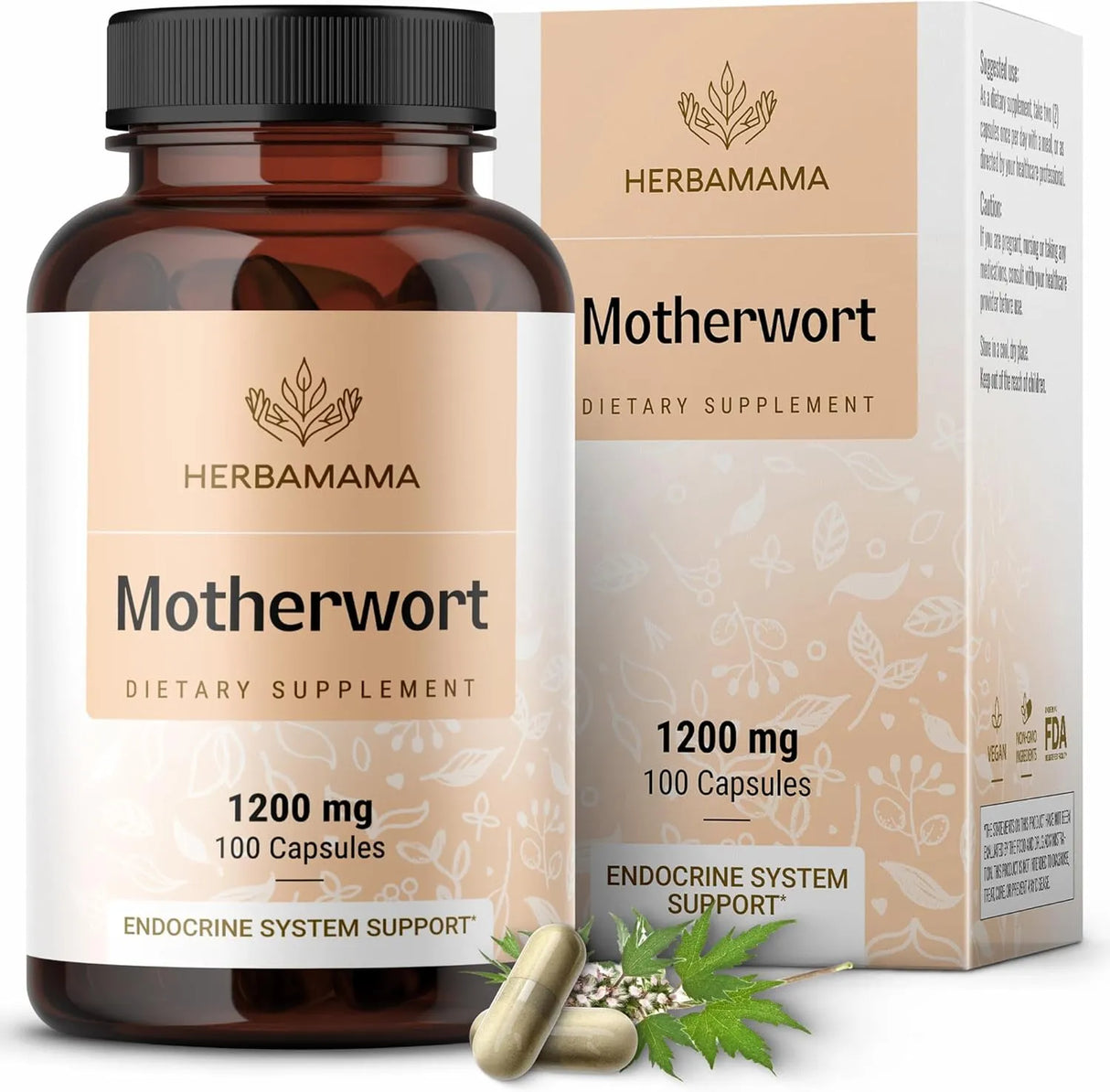 HERBAMAMA - HERBAMAMA Motherwort 1200Mg. 100 Capsulas - The Red Vitamin MX - Suplementos Alimenticios - {{ shop.shopifyCountryName }}