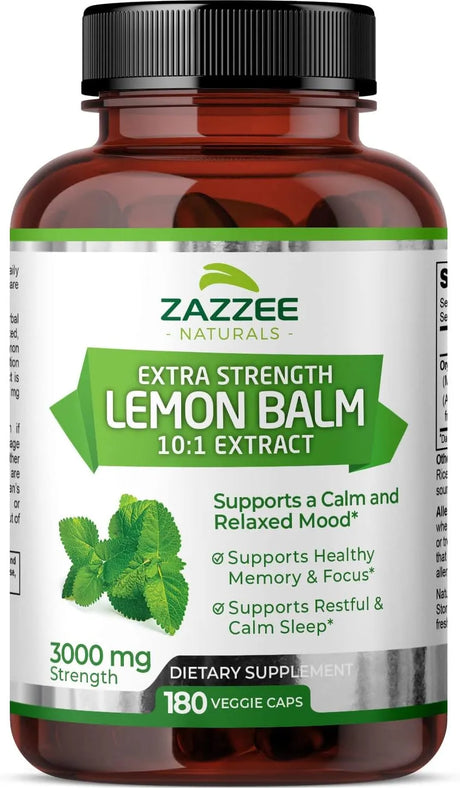 ZAZZEE NATURALS - Zazzee Organic Lemon Balm 10:1 Extract 3000Mg. 180 Capsulas - The Red Vitamin MX - Suplementos Alimenticios - {{ shop.shopifyCountryName }}
