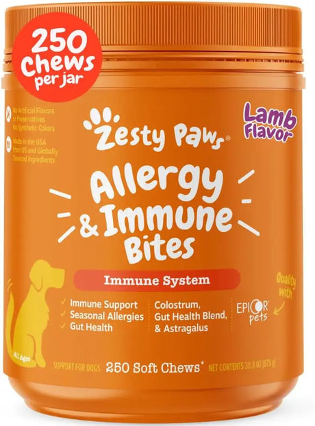 ZESTY PAWS - Zesty Paws Dog Allergy Relief Lamb 250 Masticables - The Red Vitamin MX - Remedios Para La Picazón De Perros - {{ shop.shopifyCountryName }}