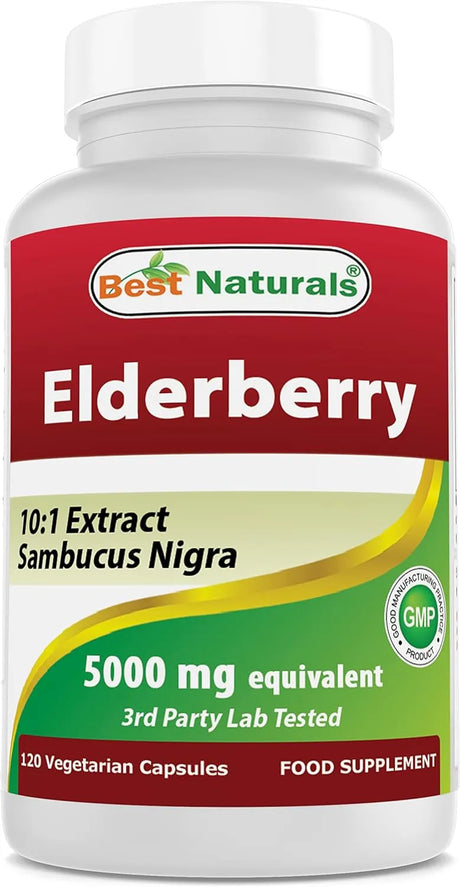 BEST NATURALS - Best Naturals Elderberry Sambucus Nigra 5000Mg. 120 Capsulas - The Red Vitamin MX - Suplementos Alimenticios - {{ shop.shopifyCountryName }}