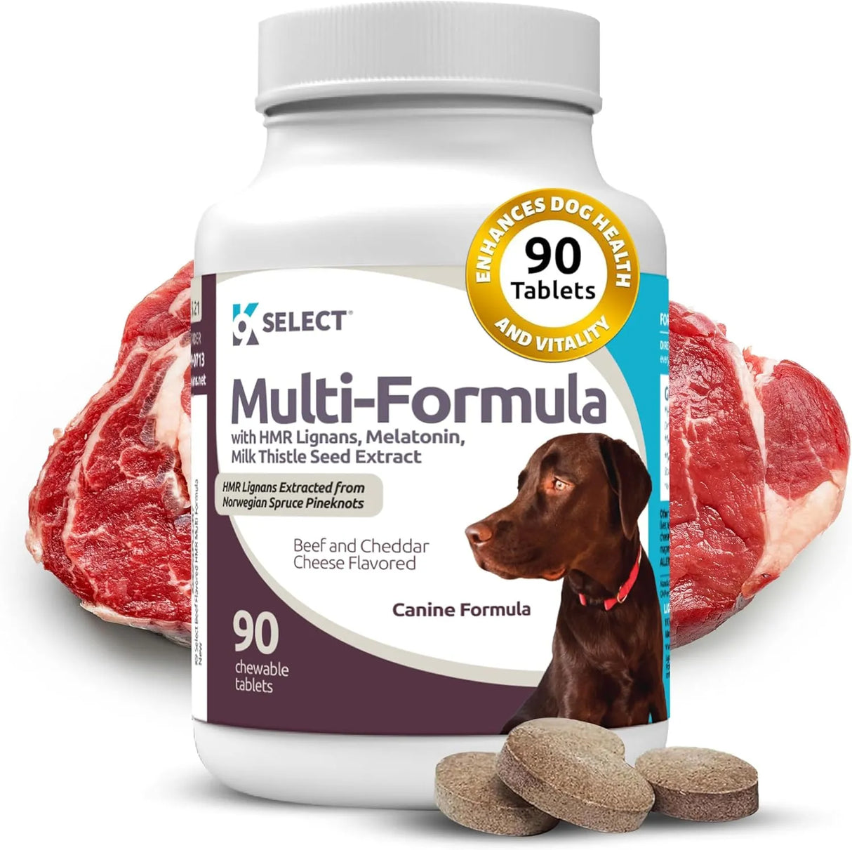 K9 SELECT - K9 Select Multi-Formula Dog Vitamins for Large Dogs Beef Flavor 90 Tabletas - The Red Vitamin MX - Multivitamínicos Para Perros - {{ shop.shopifyCountryName }}