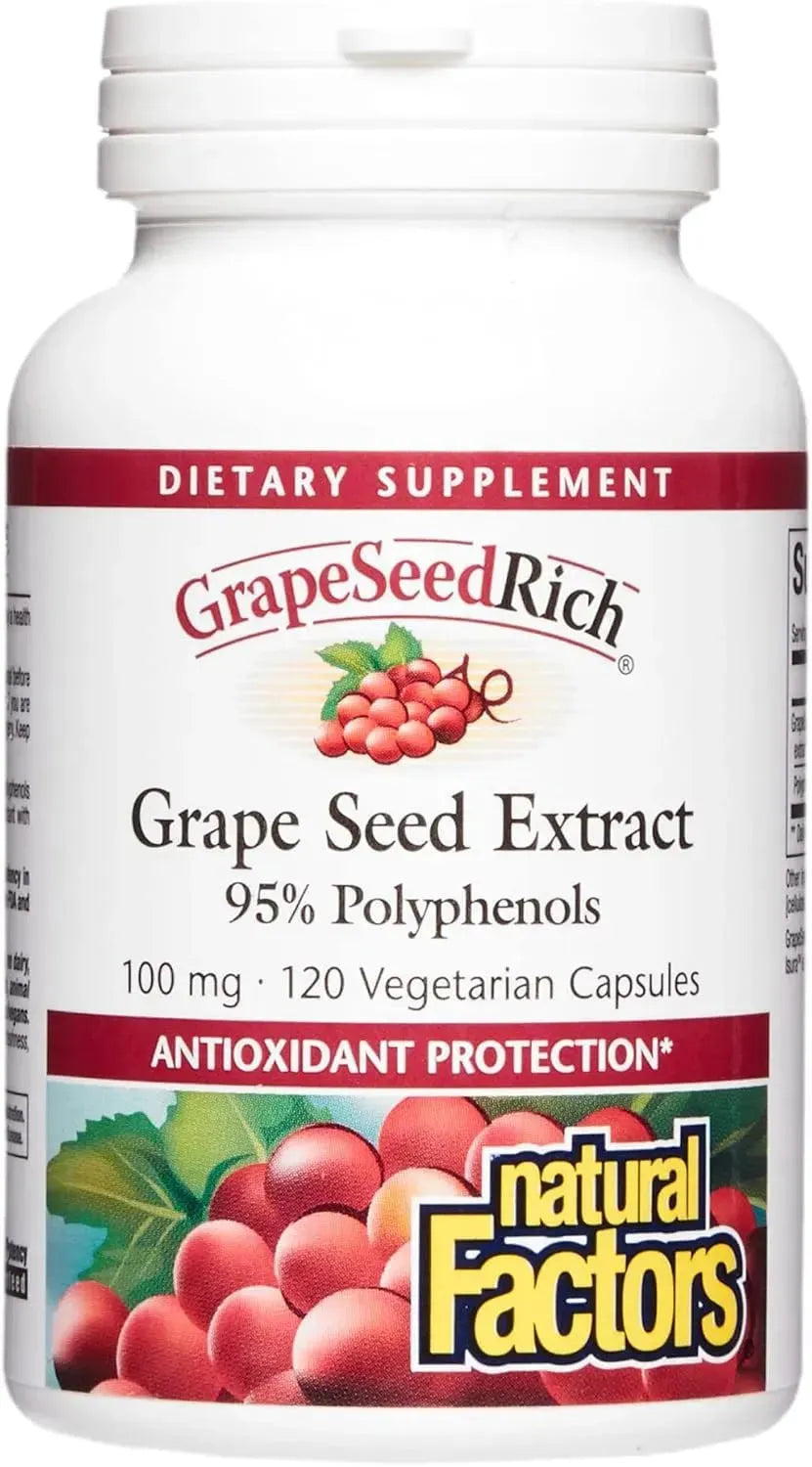 NATURAL FACTORS - Natural Factors GrapeSeedRich Grape Seed Extract 120 Capsulas - The Red Vitamin MX - Suplementos Alimenticios - {{ shop.shopifyCountryName }}