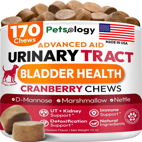 PETSOLOGY - Petsology Dog UTI Treatment Cranberry Chews 170 Masticables - The Red Vitamin MX - Salud De Tracto Urinario Para Perros - {{ shop.shopifyCountryName }}