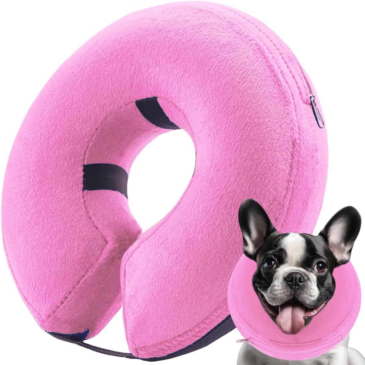 Infisu Soft Dog Cone Collar Inflatable PINK LARGE 12"-18"