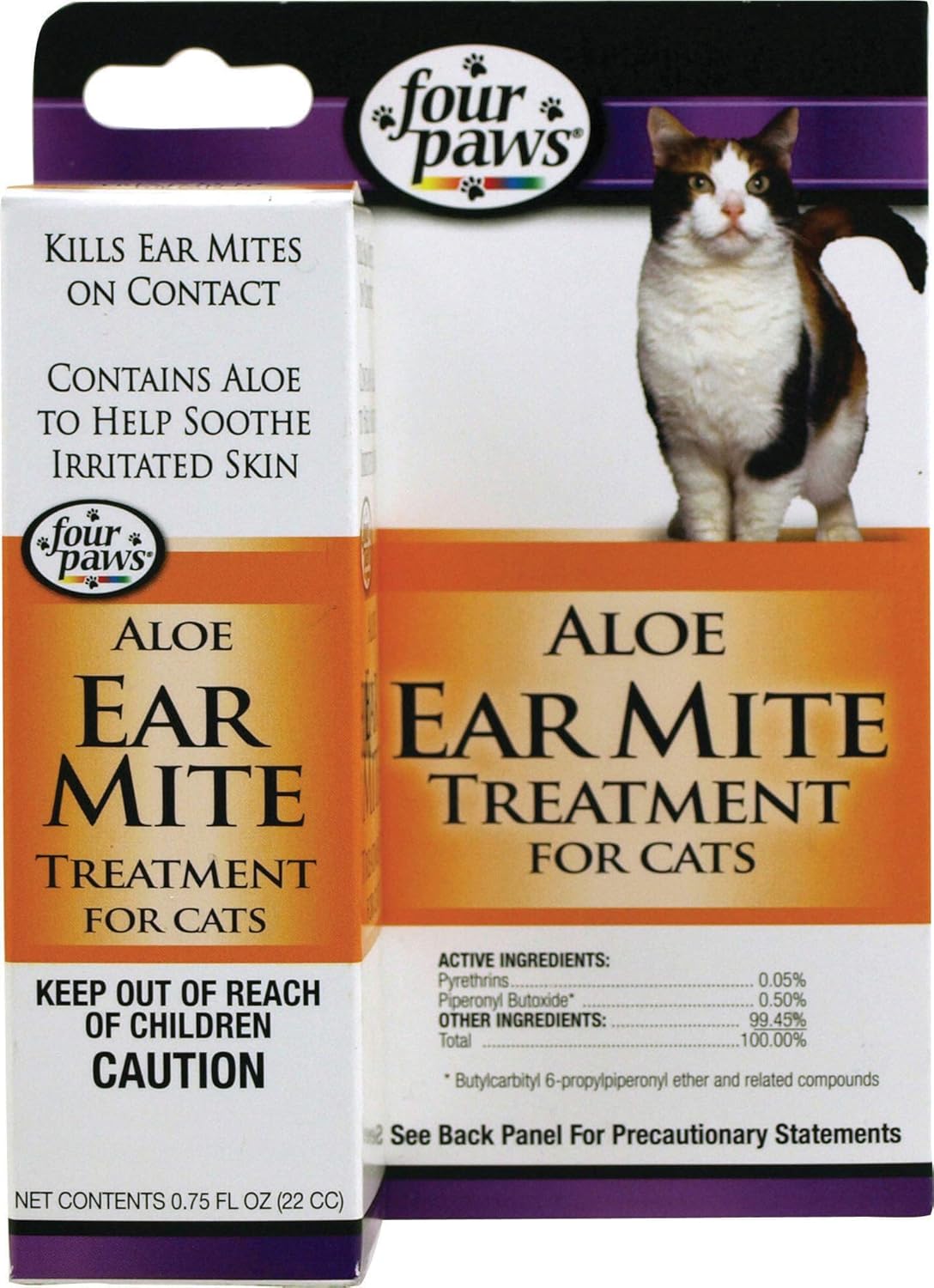 Four Paws Aloe Ear Mite Treatment for Cats 0.75 Fl.Oz.