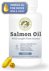 Wholistic Pet Organics Wild Alaskan Salmon Oil for Dogs 100 Capsulas Blandas