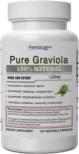 Superior Labs Pure Natural Graviola 1200Mg. 120 Capsulas