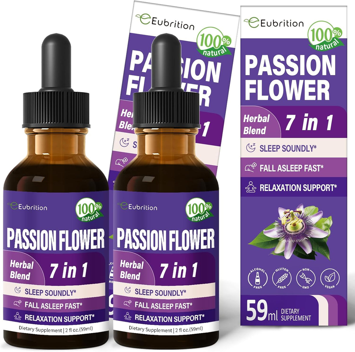 Eubrition Passion Flower Liquid Drops 2 Fl.Oz. 2 Pack