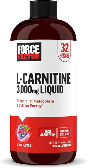 FORCE FACTOR - Force Factor L Carnitine Liquid 3000Mg. Berry Flavor 32 Servicios 473Ml. - The Red Vitamin MX - Suplementos Alimenticios - {{ shop.shopifyCountryName }}