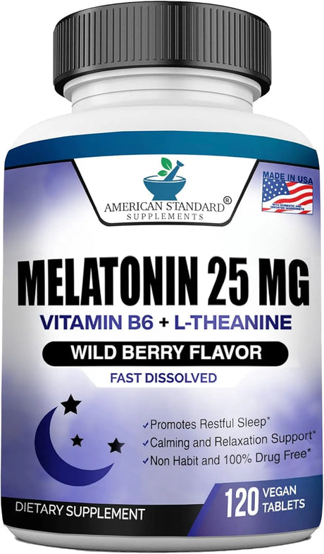 AMERICAN STANDARD SUPPLEMENTS - American Standard Supplements Melatonin 25Mg. 120 Tabletas - The Red Vitamin MX - Suplementos Alimenticios - {{ shop.shopifyCountryName }}