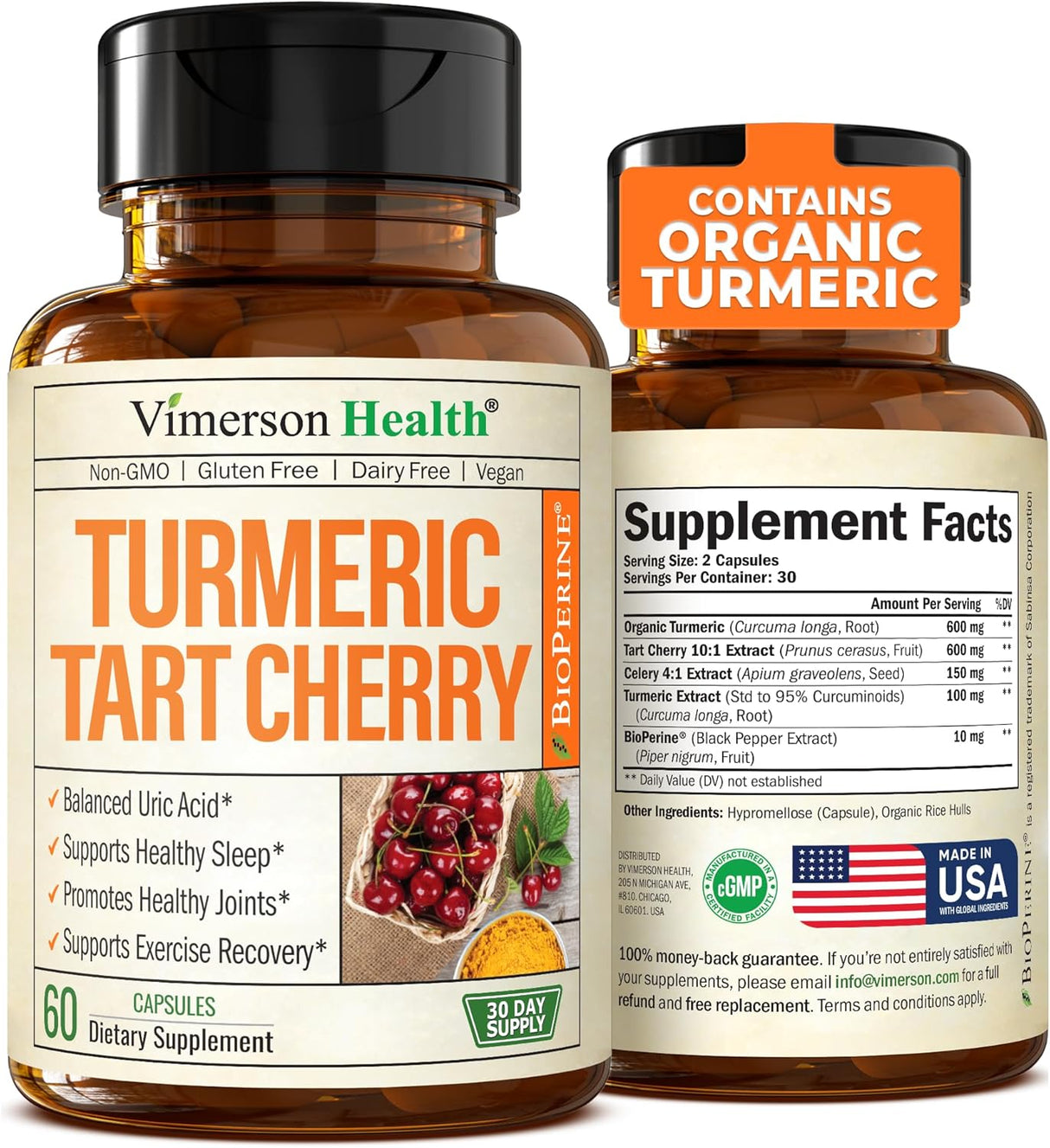 Vimerson Health Turmeric with 10:1 Tart Cherry Extract 60 Capsulas