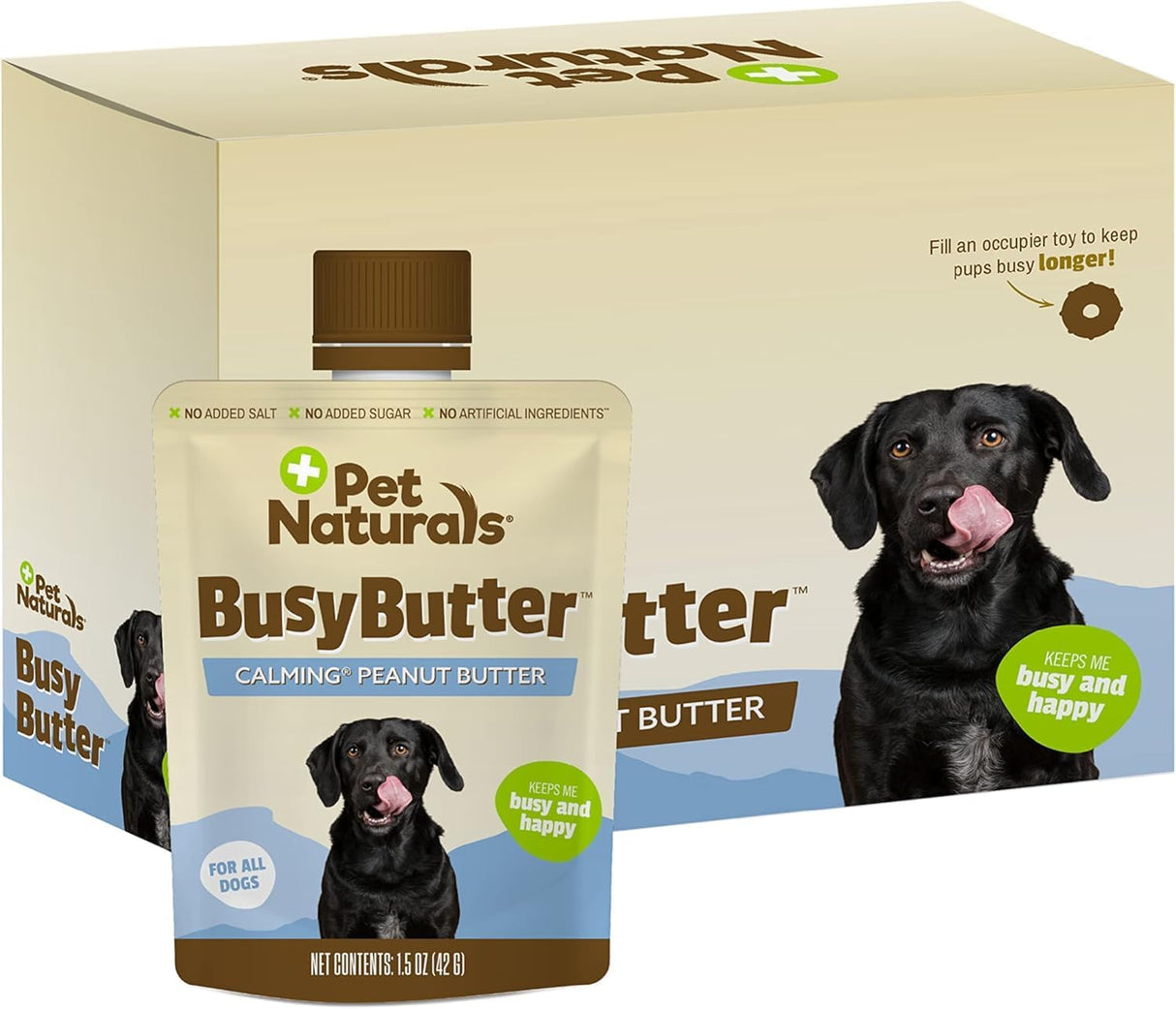 Pet Naturals BusyButter Easy Squeeze Calming Peanut Butter for Dogs 42Gr. 6 Pack
