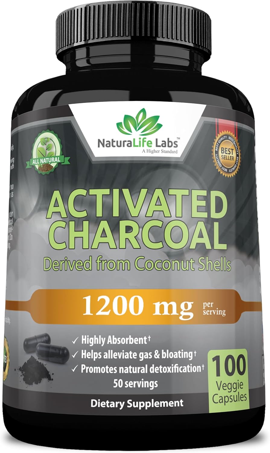 NaturaLife Labs Activated Charcoal 1200Mg. 100 Capsulas