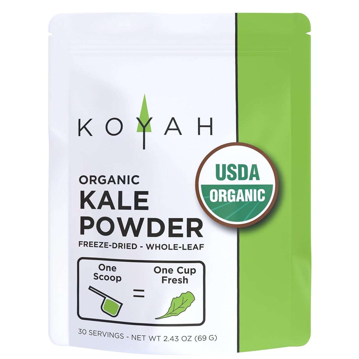 KOYAH Organic USA Grown Kale Powder 30 Servicios 69Gr.