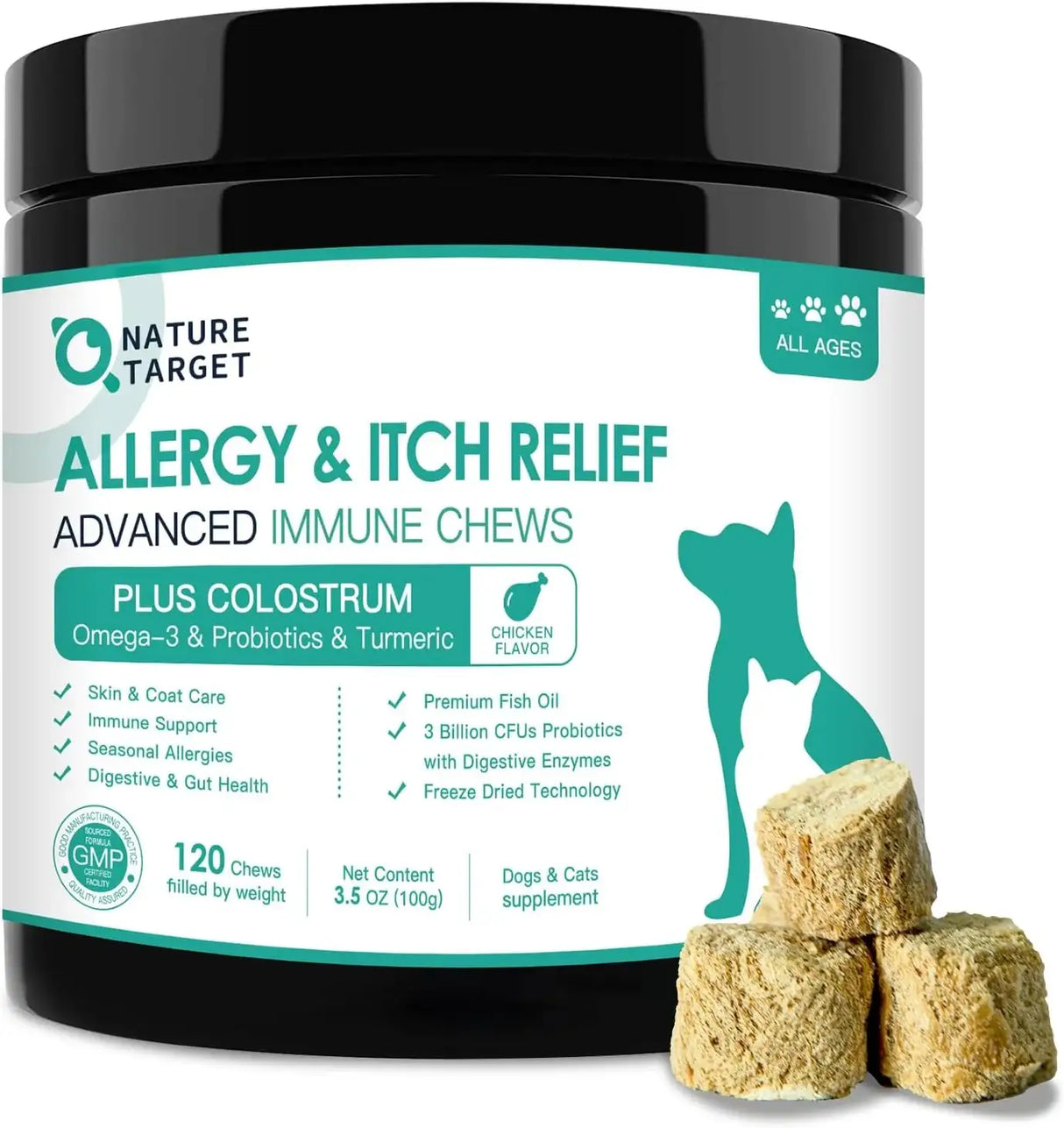 NATURE TARGET - NATURE TARGET Dog Allergy Relief Freeze Dried Chews 120 Masticables - The Red Vitamin MX - Remedios Para La Picazón De Perros - {{ shop.shopifyCountryName }}
