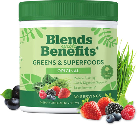 BLENDS WITH BENEFITS - Blends with Benefits Super Greens Powder w/Probiotics 30 Servicios Original 180Gr. - The Red Vitamin MX - Suplementos Alimenticios - {{ shop.shopifyCountryName }}