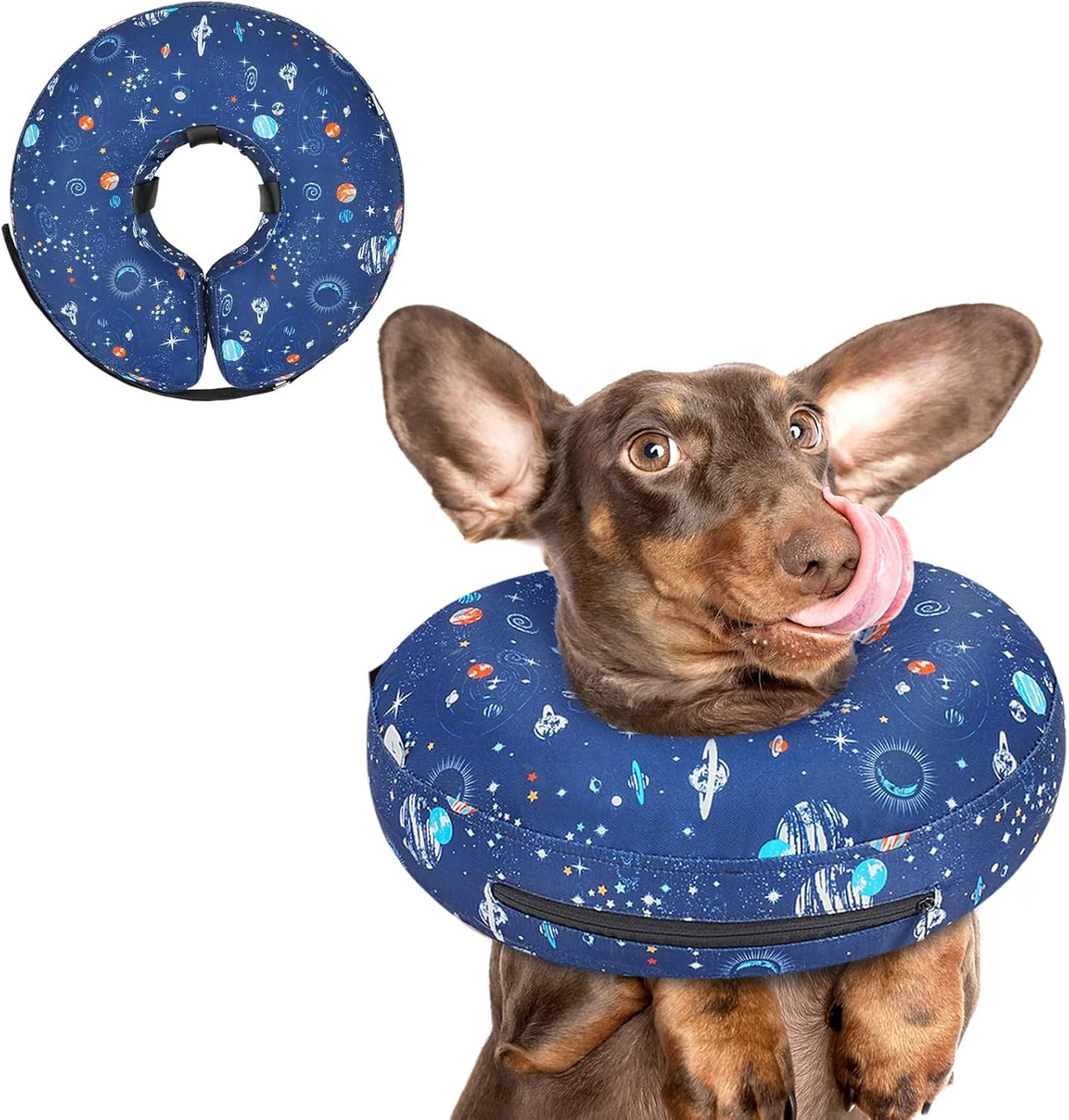Toptakeit Elevated Inflatable Dog Collar NAVY SMALL
