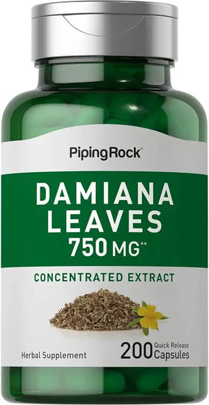 PIPING ROCK - Piping Rock Damiana Leaf Extract 750Mg. 200 Capsulas - The Red Vitamin MX - Suplementos Alimenticios - {{ shop.shopifyCountryName }}