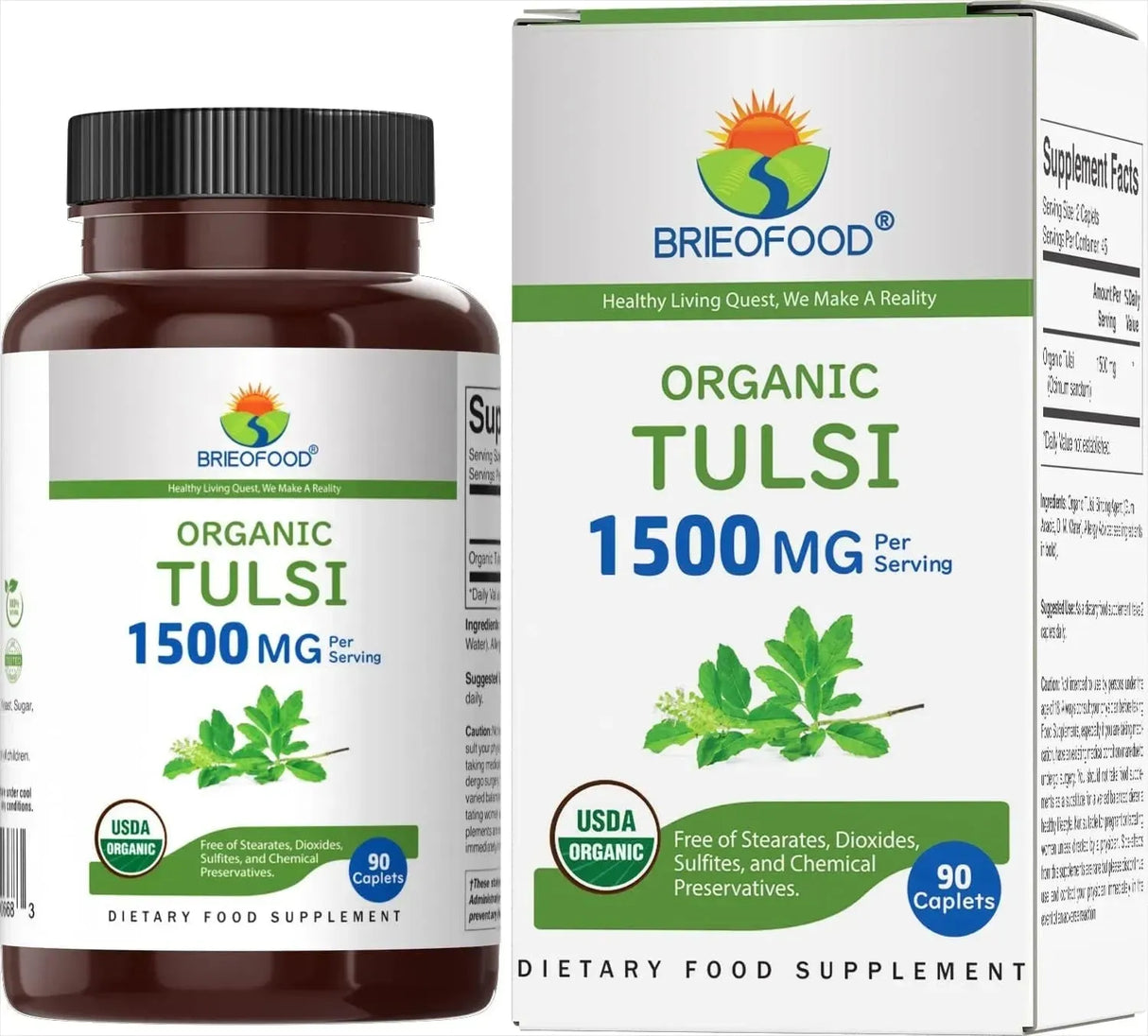 BRIEOFOOD - Brieofood Organic Tulsi Holy Basil 1500Mg. 90 Tabletas - The Red Vitamin MX - Suplementos Alimenticios - {{ shop.shopifyCountryName }}