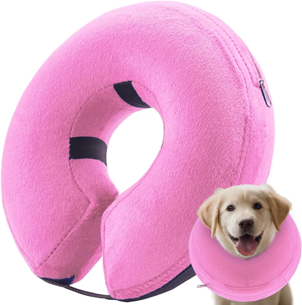 Infisu Soft Dog Cone Collar Inflatable PINK EXTRA LARGE 18"-23"