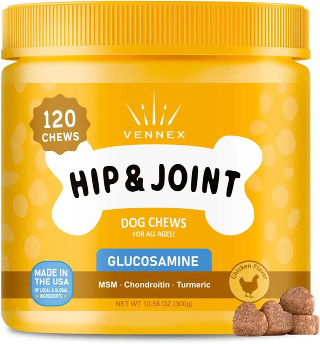 VENNEX - VENNEX Hip and Joint Supplement for Dogs 120 Masticables - The Red Vitamin MX - Cuidado De Cadera Y Articulaciones Para Perros - {{ shop.shopifyCountryName }}