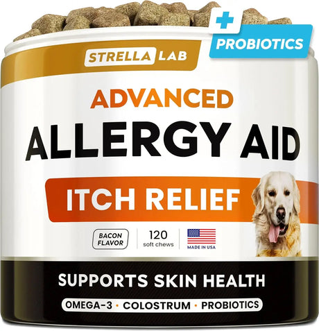 STRELLALAB - StrellaLab Advanced Dog Allergy Relief & Anti Itch Support Chews Bacon 120 Masticables - The Red Vitamin MX - Remedios Para La Picazón De Perros - {{ shop.shopifyCountryName }}