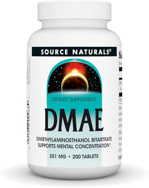 SOURCE NATURALS - Source Naturals DMAE Dimethylaminoethanol Bitartrate 351Mg. 200 Tabletas - The Red Vitamin MX - Suplementos Alimenticios - {{ shop.shopifyCountryName }}