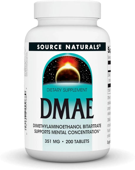 SOURCE NATURALS - Source Naturals DMAE Dimethylaminoethanol Bitartrate 351Mg. 200 Tabletas - The Red Vitamin MX - Suplementos Alimenticios - {{ shop.shopifyCountryName }}