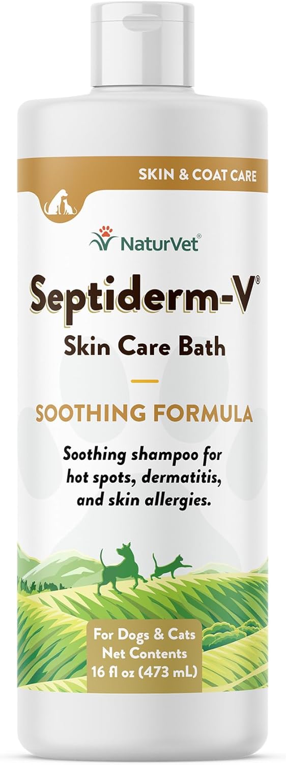 NaturVet Septiderm-V Skin Care Bath Wash for Dogs & Cats 473Ml.