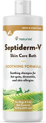 NaturVet Septiderm-V Skin Care Bath Wash for Dogs & Cats 473Ml.