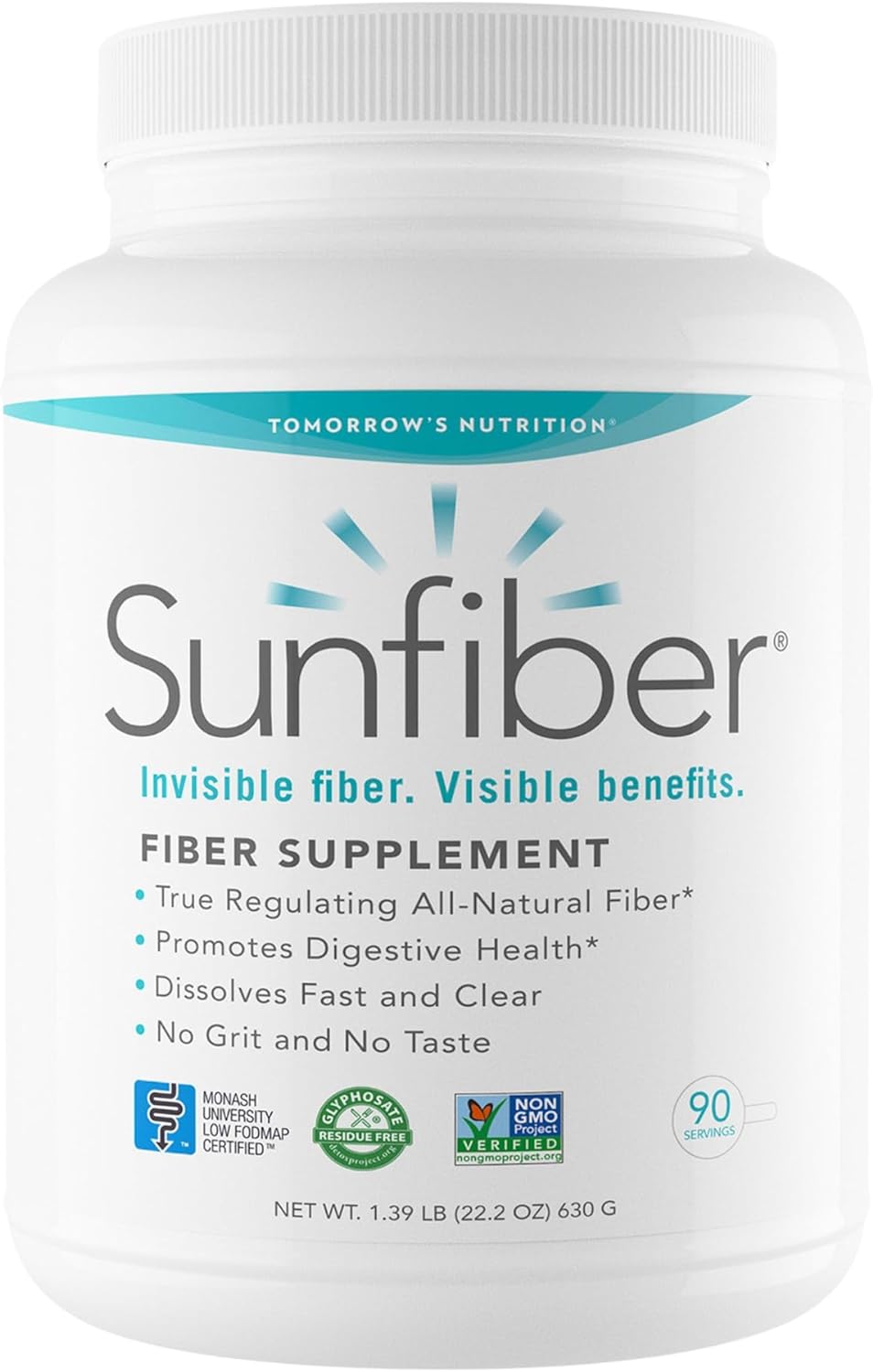 Tomorrow's Nutrition Sunfiber Prebiotic Fiber 90 Servicios 630Gr.