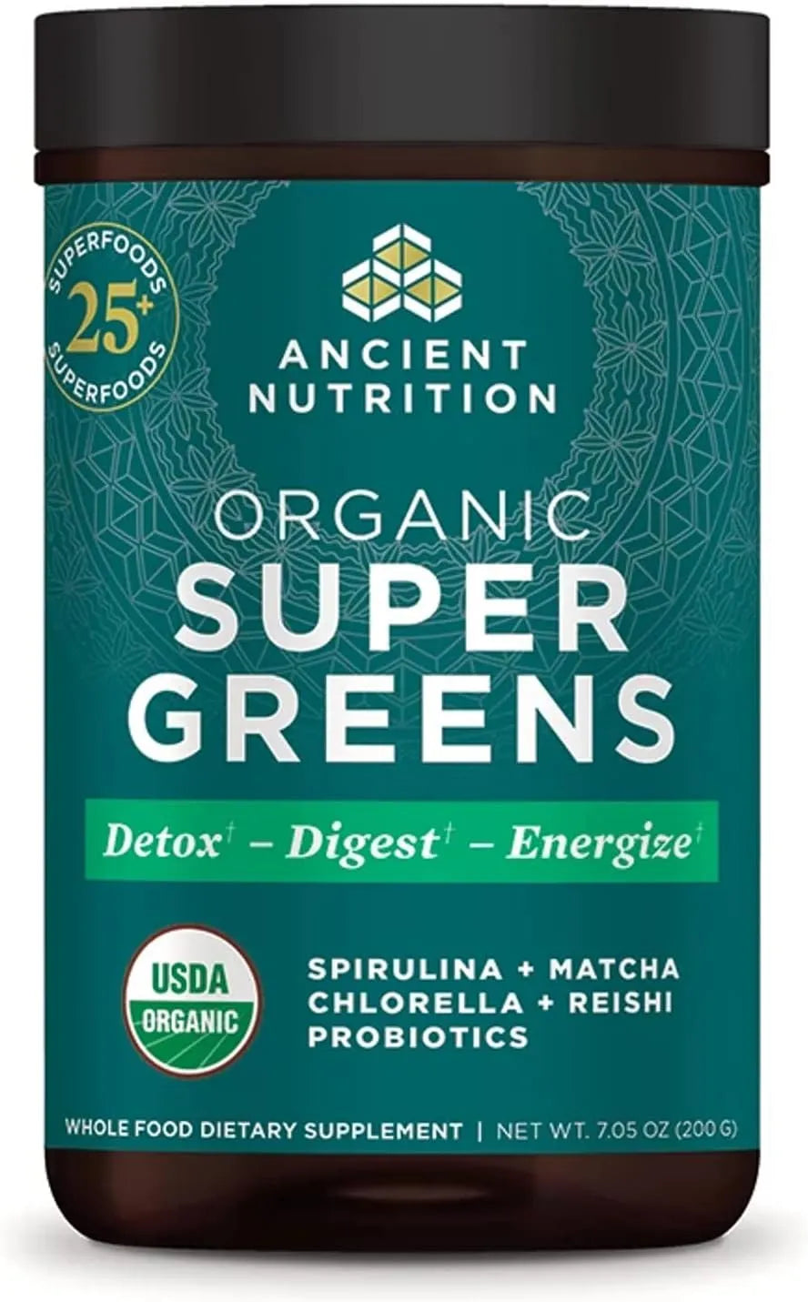 ANCIENT NUTRITION - Ancient Nutrition Super Greens Powder 25 Servicios 200Gr. - The Red Vitamin MX - Suplementos Alimenticios - {{ shop.shopifyCountryName }}